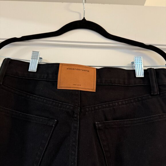 NWT Alexander Wang EZ Mr Relaxed Straight Denim Wavy Tufted Logo Black Sz 25 - Picture 9 of 9